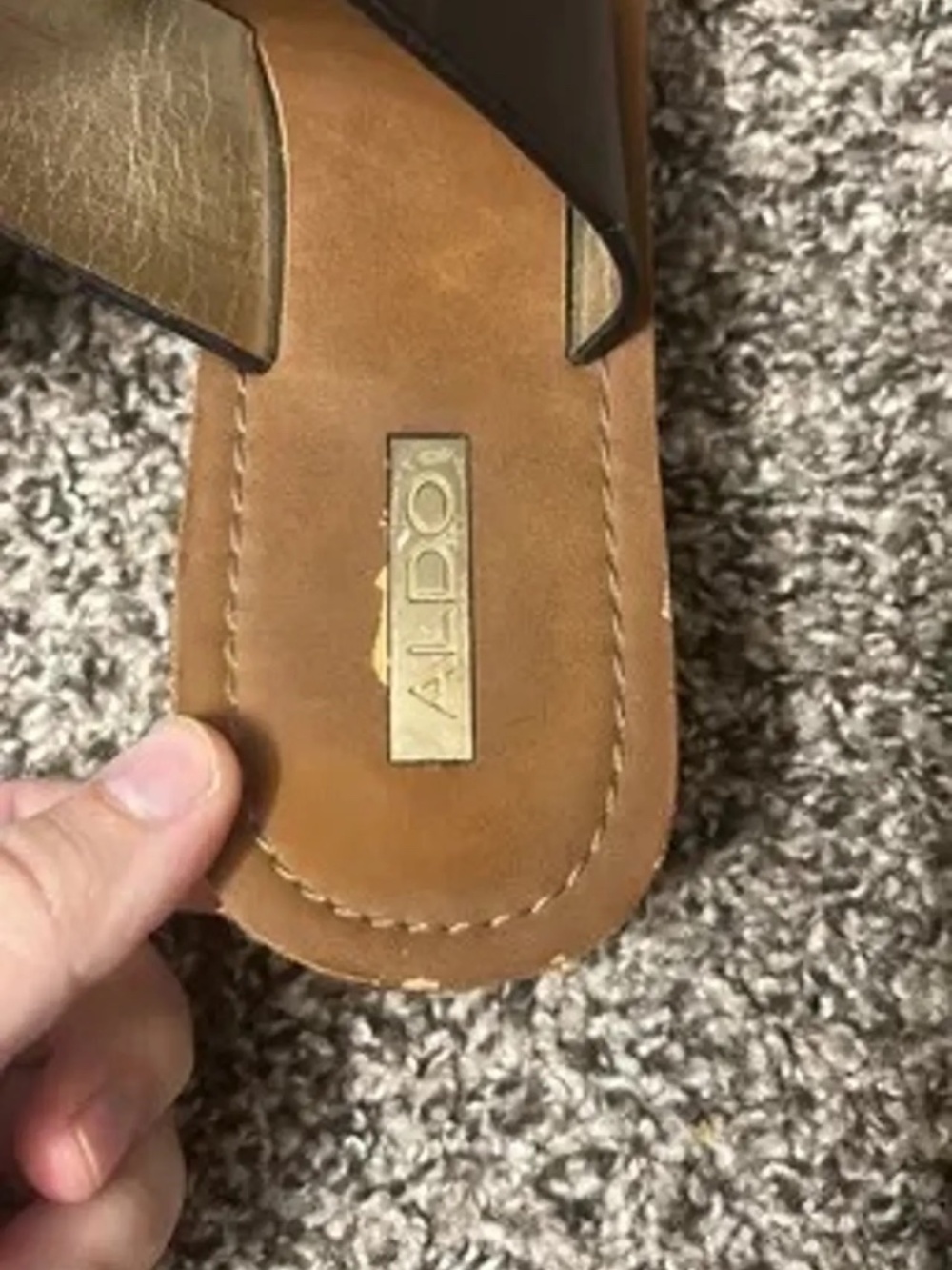 ALDO SIZE 7.5 BROWN AND BLACK THONG SANDAL SHOES LOT5822 - Picture 3 of 9